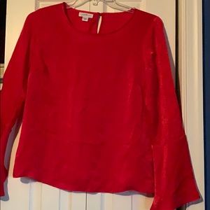 Red scoop neck blouse
